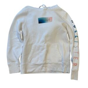 White hollister hoodie sweatshirts with rainbow logo